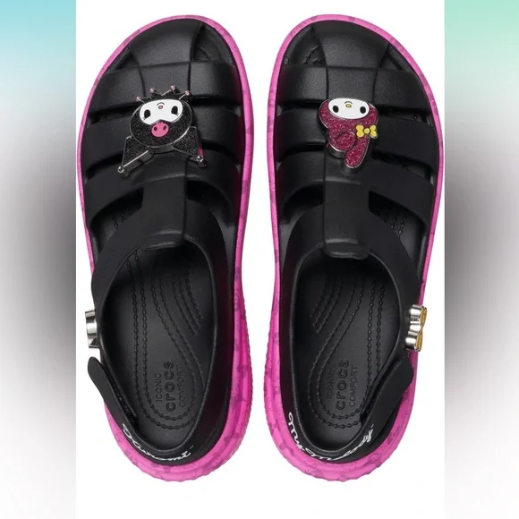 Hello Kitty Kuromi My Melody Stomp Sandals Crocs - Black / Pink - Picture 2 of 13